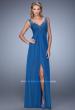 Picture of: Embellished Chiffon Gown with Beaded Lace Straps in Blue, Style: 20694, Detail Picture 2