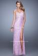 Picture of: Pearl Encrusted Beaded Lace Long Prom Gown in Purple, Style: 20705, Detail Picture 2
