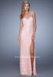 Picture of: Pearl Encrusted Beaded Lace Long Prom Gown in Pink, Style: 20705, Detail Picture 3
