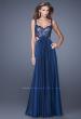 Picture of: Sparkling Lace Bodice Chiffon Long Prom Dress in Navy, Style: 20710, Main Picture