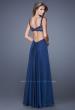 Picture of: Sparkling Lace Bodice Chiffon Long Prom Dress in Navy, Style: 20710, Back Picture