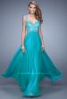 Picture of: Sparkling Lace Bodice Chiffon Long Prom Dress in Teal, Style: 20710, Detail Picture 2