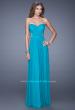 Picture of: Strapless Jersey Prom Dress with Criss Cross Gathers in Teal, Style: 20718, Detail Picture 2