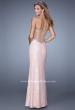 Picture of: Beaded Lace Gown with Illusion Net Detailing in Pink, Style: 20720, Back Picture