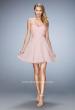 Picture of: Strapless Chiffon Short Dress with Gathered Waist in Pink, Style: 20721, Detail Picture 1