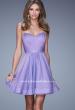 Picture of: Strapless Chiffon Short Dress with Gathered Waist in Purple, Style: 20721, Detail Picture 4