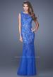 Picture of: Mermaid Gown with Sheer Neckline and Tulle Skirt in Blue, Style: 20722, Main Picture