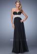 Picture of: Sheer Pearl Encrusted Strapless Dress with Embroidery in Black, Style: 20727, Detail Picture 1