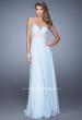 Picture of: Sheer Pearl Encrusted Strapless Dress with Embroidery in Blue, Style: 20727, Detail Picture 2