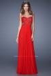 Picture of: Jewel Lace Bodice Long Net Jersey Prom Dress in Red, Style: 20733, Detail Picture 1