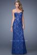 Picture of: Long Lace Strapless Prom Dress with Embellishments in Blue, Style: 20750, Main Picture