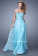 Picture of: Chiffon Strapless Dress with Gathering and Beaded Lace in Blue, Style: 20762, Main Picture
