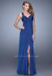 Picture of: Chiffon Prom Gown with Gathered Knot Detail in Navy, Style: 20774, Detail Picture 2