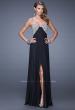 Picture of: Strapless Chiffon Dress with Embellished Back Straps in Black, Style: 20784, Detail Picture 3