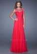 Picture of: Long Prom Dress with Sheer Net Detail and Embellishments in Red, Style: 20807, Main Picture