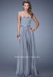 Picture of: Long Strapless Gown with Pleated Bodice and Belt in Silver, Style: 20808, Detail Picture 3