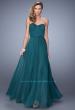 Picture of: Long Strapless Gown with Pleated Bodice and Belt in Green, Style: 20808, Detail Picture 5