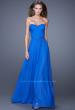Picture of: Long Strapless Gown with Pleated Bodice and Belt in Blue, Style: 20808, Detail Picture 6