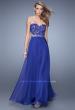 Picture of: Long Sweetheart Neck Gown with Lace Appliques and Belt in Blue, Style: 20822, Detail Picture 2
