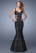 Picture of: Long Lace Mermaid Dress with Cut Outs, Style: 20824 in Black, Main Picture