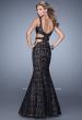 Picture of: Long Lace Mermaid Dress with Cut Outs in Black, Style: 20824, Back Picture