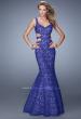 Picture of: Long Lace Mermaid Dress with Cut Outs in Blue, Style: 20824, Detail Picture 1
