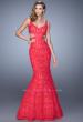 Picture of: Long Lace Mermaid Dress with Cut Outs in Red, Style: 20824, Detail Picture 2