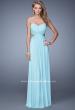 Picture of: Long Jersey Prom Dress with Beaded Lace Trim in Blue, Style: 20826, Detail Picture 1