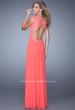 Picture of: Cap Sleeve Net Jersey Dress with Keyhole Back in Coral, Style: 20844, Back Picture