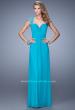 Picture of: Cap Sleeve Net Jersey Dress with Keyhole Back in Aqua, Style: 20844, Detail Picture 1