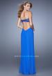 Picture of: Stretch Net Prom Gown with Beaded Lace Appliques in Blue, Style: 20851, Back Picture