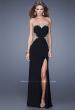 Picture of: Jersey Prom Gown with Pearl Encrusted Embroidery in Black, Style: 20855, Detail Picture 1