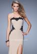 Picture of: Jersey Prom Gown with Pearl Encrusted Embroidery in Nude, Style: 20855, Detail Picture 3