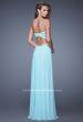 Picture of: Embellished Net Jersey Dress with Cut Outs and Side Straps in Blue, Style: 20861, Back Picture