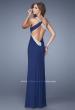 Picture of: One Shoulder Long Jersey Prom Dress with Open Back in Blue, Style: 20865, Back Picture