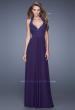 Picture of: Halter Net Jersey Prom Dress with Beaded Lace Trim in Purple, Style: 20867, Detail Picture 1