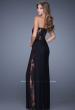 Picture of: Long Lace Corset Bodice Prom Dress with Open Back in Black, Style: 20869, Back Picture
