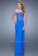 Picture of: Long Lace Corset Bodice Prom Dress with Open Back in Blue, Style: 20869, Detail Picture 2
