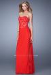 Picture of: Long Lace Corset Bodice Prom Dress with Open Back in Red, Style: 20869, Detail Picture 3