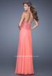 Picture of: Halter Neck and Lace Bodice Long Prom Gown in Coral, Style: 20874, Back Picture