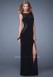 Picture of: Jersey Prom Dress with Sheer Polka Dot Lace Sides in Black, Style: 20879, Main Picture