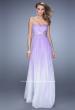 Picture of: Long Ombre Chiffon Dress with Ruching and Pearls in Purple, Style: 20885, Main Picture
