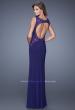 Picture of: Jersey Prom Dress with Sheer Side and Neckline Panels in Purple, Style: 20894, Back Picture