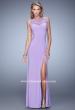 Picture of: Jersey Prom Dress with Sheer Side and Neckline Panels in Purple, Style: 20894, Detail Picture 2