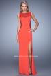 Picture of: Jersey Prom Dress with Sheer Side and Neckline Panels in Red, Style: 20894, Detail Picture 3