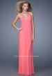 Picture of: Net Jersey Prom Dress with Sheer Beaded Straps in Coral, Style: 20903, Detail Picture 3