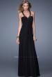Picture of: Net Jersey Prom Dress with Sheer Beaded Straps in Black, Style: 20903, Detail Picture 4