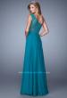 Picture of: Long One Shoulder Chiffon Dress with Sheer Strap and Back in Teal, Style: 20907, Back Picture