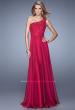 Picture of: Long One Shoulder Chiffon Dress with Sheer Strap and Back in Red, Style: 20907, Detail Picture 1