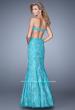 Picture of: Long Lace Mermaid Prom Gown with Open Back in Aqua, Style: 20925, Back Picture
